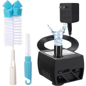 Dreyoo Pet Water Fountain Pump Compatible with PioneerPet Smartcat Fountain, 50 GPH 2W Cat Water Fountain Pump Replacement with Cleaning Brush Kit for Cat Water Dispender Pet Drinking Fountain