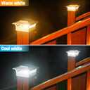VOLISUN Solar Post Cap Lights: 2 - Pack Outdoor Deck Post Cap Lights White for Dock Fence Waterproof 2 Color Modes,4x4/6x6 Wooden/Vinyl Posts