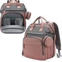 DERSTUEWE Baby Diaper Bag Backpack with Changting Station, Waterproof Diaper Bag, Baby Shower Gifts, Pink Grey