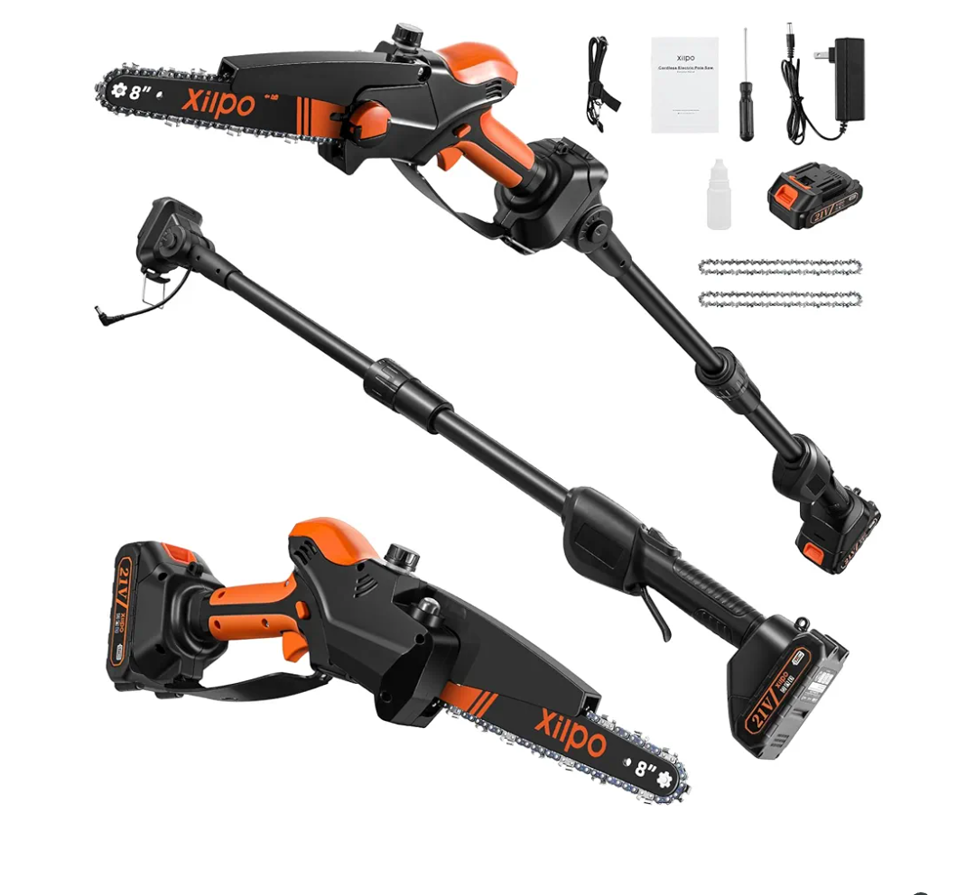 Brand: xilpo
2-in-1 Cordless Pole Saw,8 Inch Electric Pole Chainsaw for Tree Trimming with 21V Battery, Auto Oiling, 15 FT Max Extension Portable Pole Saws for Aerial logging, pruning, landscaping
