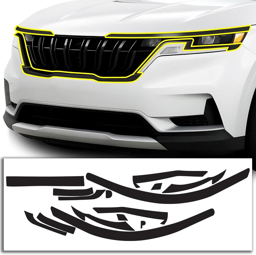 BOGAR TECH DESIGNS Middle Front Chrome Delete Overlay Compatible with Kia Carnival 2022-2024, Gloss Black