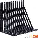12-Pack 14 Inch Heavy Duty Shelf Brackets, Large Wall Bracket for Garage Storage Shelves, Black Powder-Coated Steel