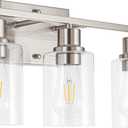 Bathroom Vanity Light Fixtures, 3-Light Brushed Nickel Bathroom Lights, Wall Sconces with Clear Glass Shade for Hallway Farmhouse Bedroom Living Room