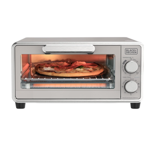 BLACK+DECKER Crisp n Bake PRO 4-Slice Air Fry Toaster Oven, Countertop Oven with 5 Cooking Functions, Fits 10 Pizza or 9 Pan, 30-Minute Timer, Stainless Steel Accents