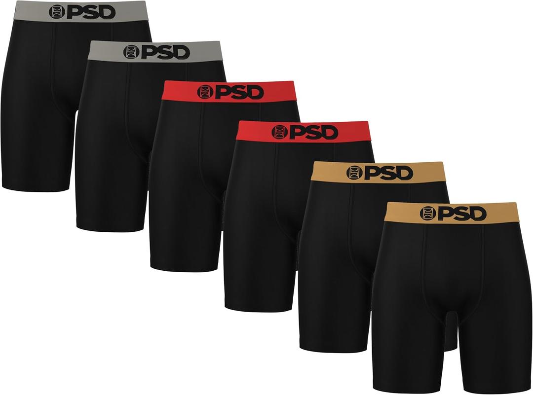 PSD Underwear Mens Boxer Briefs - Solid Basics, Standard Length Pack & Singles, Soft & Breathable Boxer Briefs for Men (Large, Chrome)