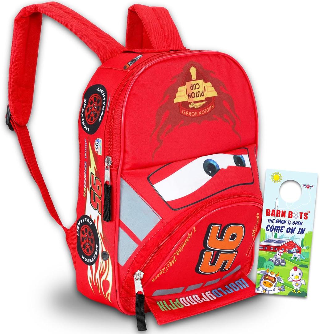 Disney Cars Mini Backpack for Boys Kids ~ Deluxe 12" Lightning McQueen School Bag with Stickers (Disney Pixar Cars School Supplies Bundle)