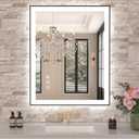 Amorho 24"x 36" LED Bathroom Mirror with Black Frame, Front Light and Backlit(Controlled Separately), Stepless Dimmable, Anti-Fog, Shatter-Proof, 3 Colors, Memory