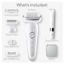 Braun Silk-pil 9 Epilator, Pivoting Head, Wet and Dry, Includes Body Trimmer, Shaver Head and Trimmer Comb, SES9-441