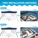 Naviskin Bimini Top for Boats, Navy Blue 3 Bow 6'L x 46" H x 54"-60" W | Easy Installation, 2 Mounting Methods, 4 Straps & 2 Rear Support Poles, 1" Aluminum Frame, Storage Boot & Hardware Included