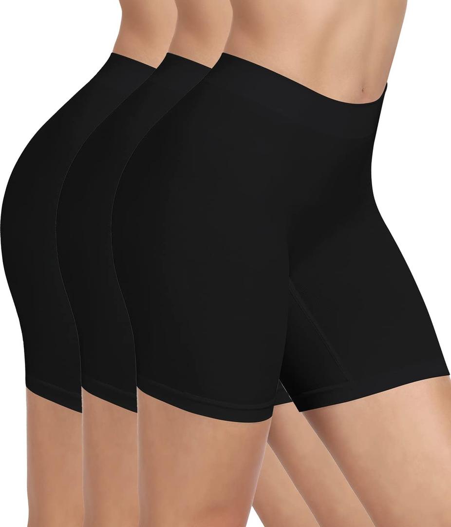 BESTENA 3 Pack Slip Shorts Womens Comfortable Seamless Smooth Slip Shorts for Under Dresses(3Black, XXX-Large)
