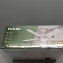 YUHAO 48 Inch Brushed Nickel Ceiling Fan with Light and Remote Control.Noiseless,Dimmable, 3CCT,6 Speeds Reversible, Modern DC Ceiling Fans for Indoor or Covered Outdoor Use,ETL Listed