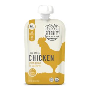Serenity Kids 6+ Months Organic Baby Food Pouches Puree - Savory Free Range Chicken & Veggie Baby Puree - No Added Sugar & Avocado Oil for Toddler Food - BPA-Free Toddler Pouches To-Go - 3.5 Oz, 1 ct (EXP 04/21/27)
