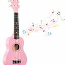 Kids Child Children Wooden Acoustic Guitar Ukulele 21 Inch 4 String Musical Instruments Perfect For Beginner (Pink)