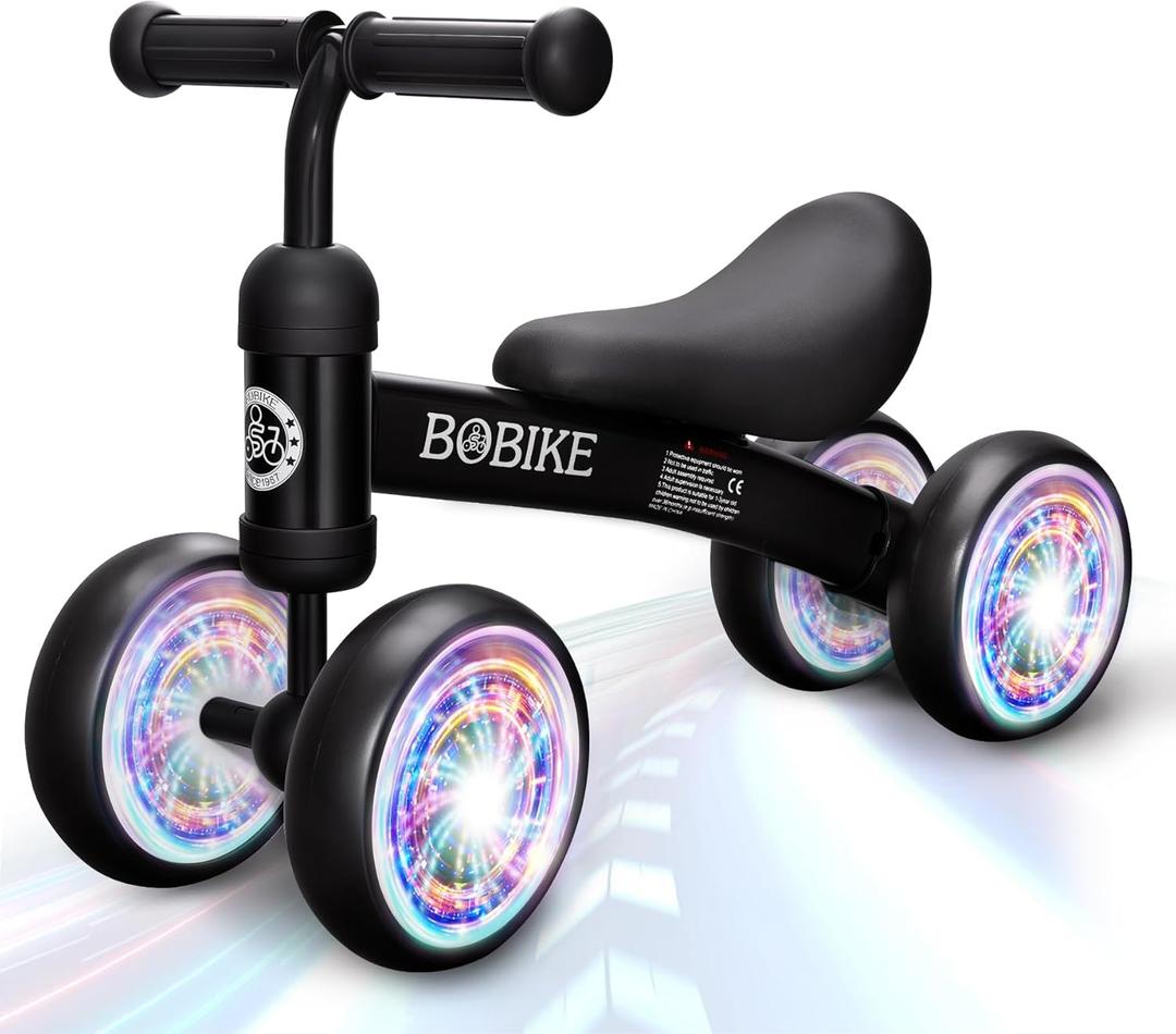 Baby Balance Bike Toys for 12-36 Months Kids Toy Boy and Girls Gifts Toddler Best First Birthday Gift Children Walker No Pedal Infant 4 Wheels Bicycle (Black)