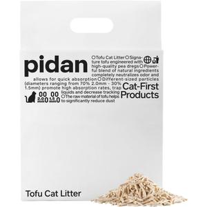 pidan Tofu Cat Litter Clumping,Flushable,Ultra Absorbent and Fast Drying, 100% Natural Ingredients Litter,Solubility in Water,Really Dust-Free,Less Scattering (5.3lb×1bag)