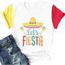 Let’s Fiesta Shirt for Women Cinco De Mayo Shirt Fiesta Shirts Mexican 5th May Tee Funny Saying Casual Tops, XL