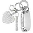 Key Fob Cover with Heart Keychain, Car Key Shell Compatible with Kia 2020-2022 Soul 2019-2021 Forte 2020-2021 Telluride K5 2021-2022 Seltos NIRO Sportage Sorento Protector (Silver)