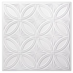 Art3d Decorative PVC Drop Ceiling Tile 2ft x 2ft in White,Glue up Ceiling Panel 24 x 24in.12pcs