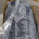 WRENSONGE Velvet King Size Quilt Set-3 Pieces Blue Grey Luxurious Velvet Striped Channel Comforter with 2 Shams, Soft Bedspread Coverlet Quilted Bedding Set for All Season