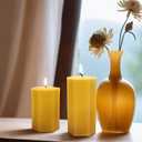 Natural Beeswax Pillar Candles 2x3Inch,Hand Poured Pure Beeswax Candles- Hexagon,Unscented Candle for Home Deco, Birthday Gift(Pack of 2) (Yellow)