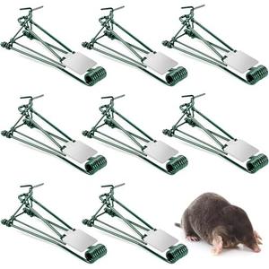 8 Pack Metal Gopher Traps for Outdoor Use, Easy Set Reusable Mole and Vole Trap for Lawn, Farm, Garden, Yard