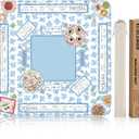 Crease-Free Mahjong Mat for Table, Cute Mahjong Mat with Rules, 31.5x31.5 in Non-Slip Rubber Backing Noise-Reducing American Mah Jongg Mat with Carrying Bag (Chinoiserie&Afternoon Tea Party)