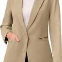 luvamia Dressy Blazers for Women Button Long Sleeve Lapel Business Casual Outfits Office Work Suit Blazer with Pockets
