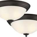 Designers Fountain Flush Mount Ceiling Light, 11 Inch Frosted Glass Lighting Fixture for Kitchen, Bedroom, Bathroom, and Hallway, LED Bulbs not Included, Oil Rubbed Bronze