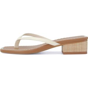 DOEYG Raffia Heels Sandals Summer Beach Flip Flops Heels Square Open Toe Heeled Sandals Dressy Comfortable Slip on Thong Sandal Size 6