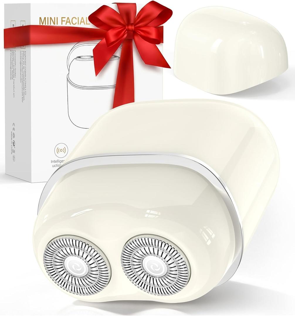 Facial Hair Removal for Women Face: Portable Painless Face Shaver with 2 Dual Blades - Rechargeable Hair Remover Device for Peach Fuzz Upper Lip Chin - Ideal for Travel/Makeup Prep