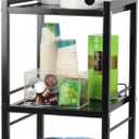 5 Gallon Water Bottle Holder with Storage Shelves, 3 Tier Cooler Jug Rack Organizer, Heavy Duty Jug Holder for Kitchen, Living Room, Office, Black