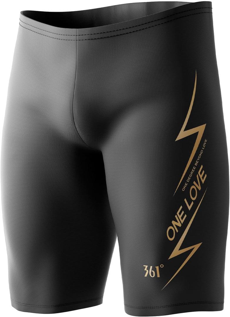 361 Swim Jammers for Men, Pro Racing Training Swimsuit, Chlorine Resistant Endurance Mens Swim Suit Swimwear Tech Pant (Large, Blackc)