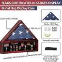 Large Military Shadow Box Solid Wood Burial Flag Display Case for American Veteran Flag Display Fit a Folded 5'x9.5' Flag Military Flag Display Case, Mahogany Finish