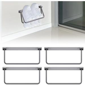 SKTYANTS 12 Inch Wall Mounted RV Shoe Rack Foldable Aluminum Shelf Camper Trailer Shoe Holder Organizer with Screws Accessories (4 Pack)