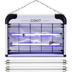 20W Indoor Bug Zapper and Electric Insect Killer, Fly and Mosquito Zapper for Home, Kitchen, Garage, Patio, Includes 2 Extra Replacement Bulbs (No Bug Collection Tray)