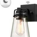 Globe Electric 60000174 1-Light Dusk to Dawn Outdoor Wall Sconce, Matte Black, Clear Glass Shade, E26 Bulb, Weather Resistant