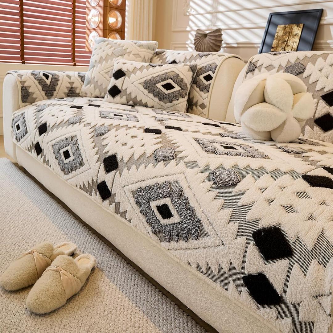 Pet Couch Cover for Dogs, Soft Plush Sofa Cover Washable, Non-Slip Pet-Friendly Sofa Slipcover for Couches and Sofas (Black, 35.5" x 82.5")