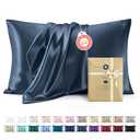 Bedsure Satin Pillowcase 2 Pack Similar to Silk Pillow Cases Standard Size, Pillow Case for Sleeping Women with Envelope Closure, Gifts for Women Men, Blue, 20x26 Inches