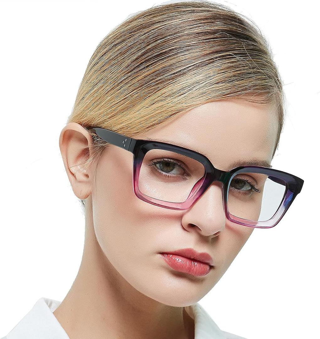 MARE AZZURO Bifocal Reading Glasses Women Oversized Blue Light Blocking Readers, +1.0 