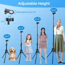 Hair Dryer Stand - 64.5 inch Height Adjustable Hands-Free Lazy Blow Dryer Holder with 180 Degrees Rotatable Larger Clamp Non-Slip Tripod, for Bathroom, Vanity, Makeup Room Floor or Countertop Pet Salon
