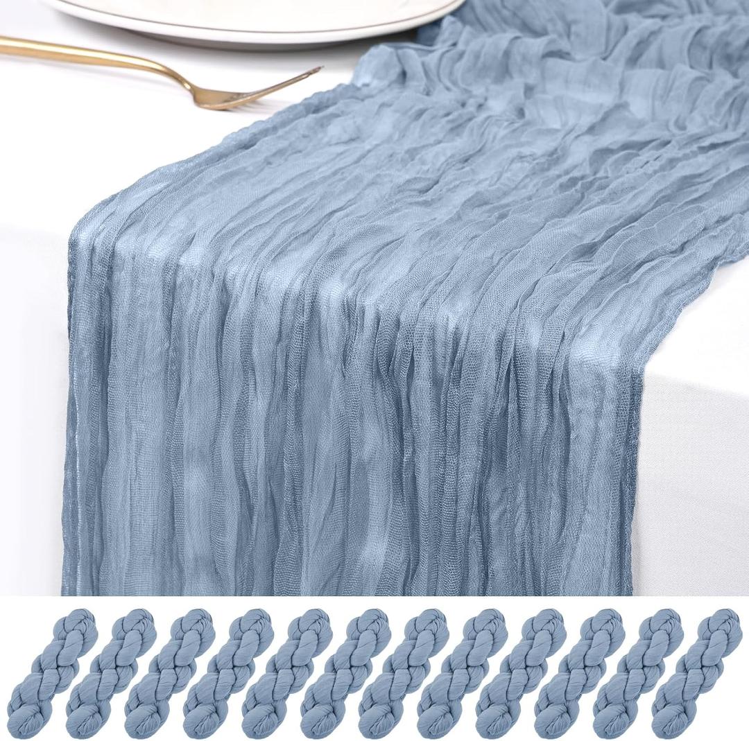 12 Pack Dusty Blue Table Runner 20x120in Cheesecloth Table Runner