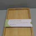 Bamboo Serving Tray with Handles Set of 2 - Decorative Wooden Trays for Eating, Working, and Storing, Suitable for Use in Bedroom, Living Room, Kitchen, Bathroom, Outdoor Scenarios and More