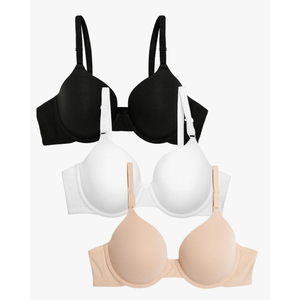 Fruit of the Loom Women's Smooth Cotton T-Shirt Bra Pack - Ultra-Soft, Flexible, and Invisible Under Tees 38B
