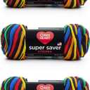 Red Heart Super Saver Primary Stripes Yarn - 3 Pack of 141g/5oz - Acrylic - 4 Medium (Worsted) - 236 Yards - Knitting/Crochet