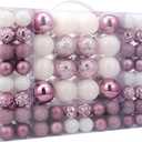 87ct Christmas Ball Ornaments Set Shatterproof Seasonal Hanging Decorations with Reusable Hand-held Gift Package for Xmas Tree Holiday Party and Home Decor, Lilac