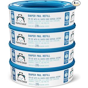 Mama Bear Diaper Pail Refills for Diaper Genie Pails, 270 Count (Pack of 4)