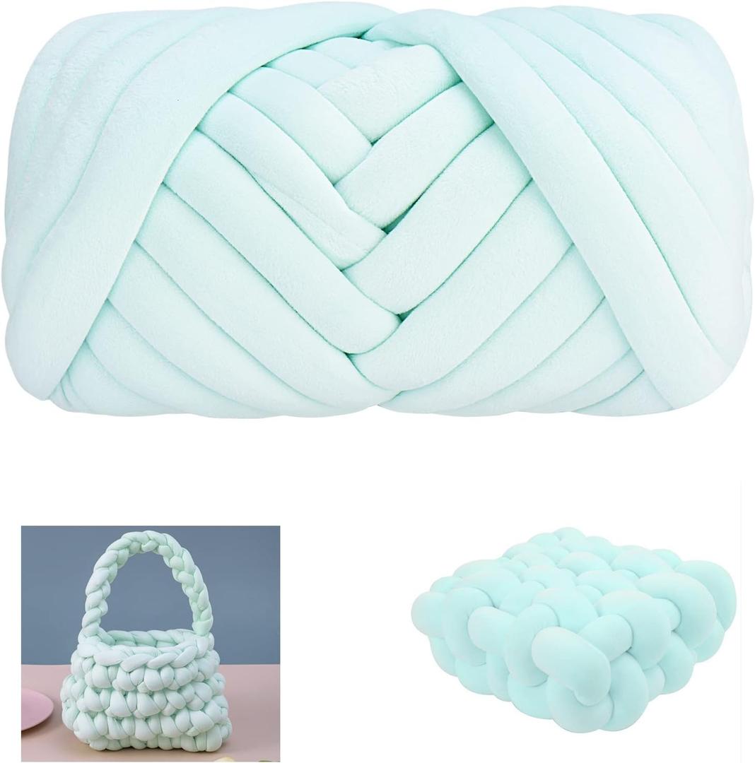 Moon Waves Chunky Yarn for Arm Knitting Crochet Making Blanket Pets House(Light Green)