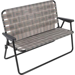 Camp & GO High Seat Outdoor Double Wide Loveseat Web Folding Chair, Grey, 45.94" W x 22.63" D x 33.14" H