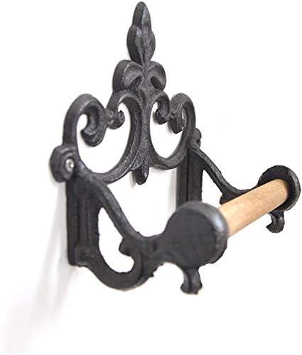 Antique Cast Iron Rustic Toilet Roll Holder Wall-Mounted Paper Holder Decor for Kitchen and Bathroom Without Lid