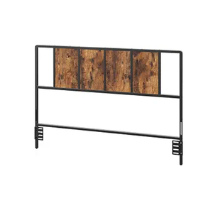 MAHANCRIS Queen Size Headboard Only, Metal Headboard with Adapters, Minimalist Industrial Style for Queen Size Beds, Rustic Brown and Black